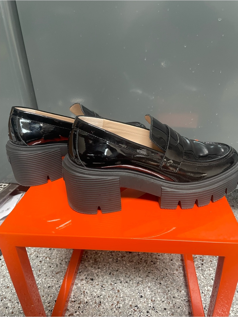 Stuart Weitzman SoHo Black Patent Leather Loafers